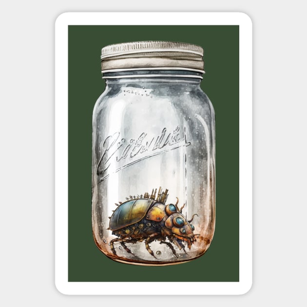 Steampunk Bug in Jar Sticker by ginkelmier